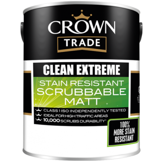 Crown Trade Clean Extreme Scrubbable Matt Paint 2.5lt